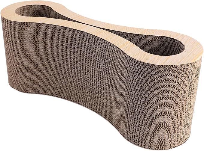Cat Scratcher Lounge, Corrugated Cardboard Scratch Pad, Extra Thick Ergonomic Design 22.05x8.27x7.09in - Protects Furniture, Reversible Durable Construction, Comfortable Bed for (Light Wood Grain)