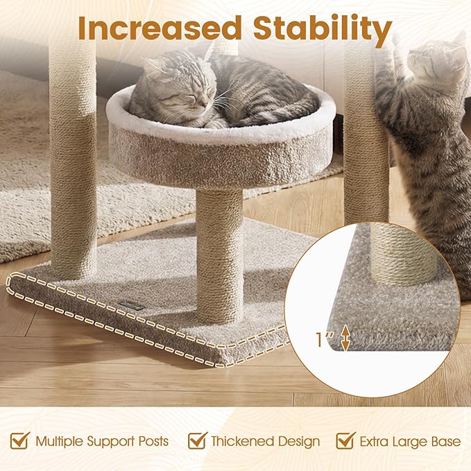 PETSITE 51-inch Modern Cat Tree, Multi-Level Cat Tower with Scratching Posts, 3 Comfy Cat Beds, and Interactive Sisal Rope, Ideal for Indoor Cats and Kittens