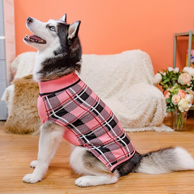 KOOLTAIL Dog Sweater Pet Knitted Clothes - Classic Plaid Pull Over Turtleneck Dog Sweaters with Leash Hole Warm Dogs Winter Pet Clothing for Small Medium Dogs Cats Puppy S