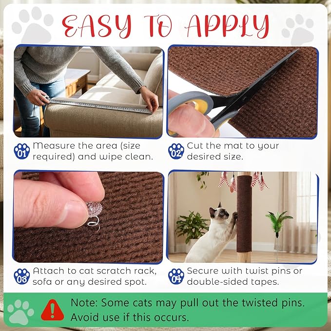 18 PCS Large Cat Scratch Furniture Protector, Couch Protector from Cat Claws, Scratch Mat for Pet Couch Furniture Covering, Cats Scratching Post Replacement Pads 17IN (Brown)