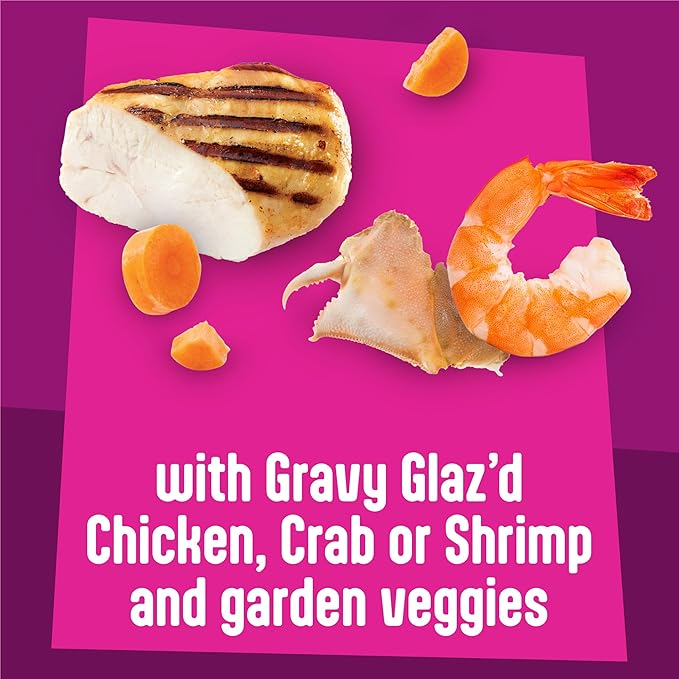 Purina Friskies Glaz’d and Infuz’d Wet Cat Food Variety Pack with Chicken, Crab or Shrimp in Wet Cat Food Gravy - 5.5 Ounce (Pack of 12)