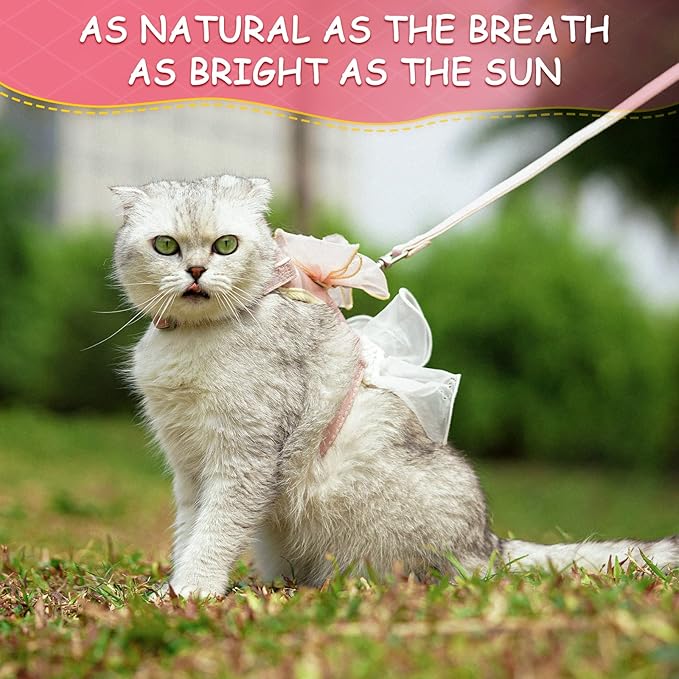 Cat Harness and Leash Set Escape Proof Travel Cat Harness for Small Cat and Large Cat Yellow Color Junsirs