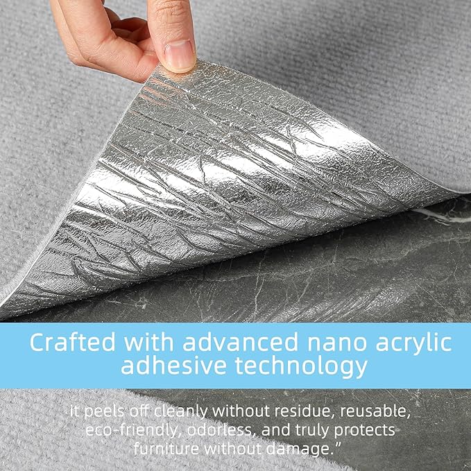 Cat Scratch Furniture Protector – Self-Adhesive Nano Gel, Residue-Free Removable & Reusable Couch Guard, Cuttable for Sofa Arms, Sides, Chair Backs, Bed Edges & Door Frames,78.7"x15.7",Light Grey