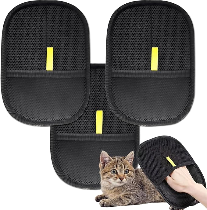 3PC 2026 Electrostatic Gloves Pet Hair: Pets Hair Remover Electro Antistatic Hair Removal Glove Cat Mitt Mitten Static Reusable Tool Furniture Cleaning Animal Double Sided Grooming Magic Fur Dogs Mit