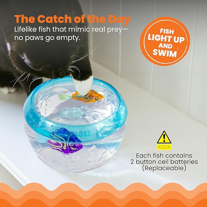 Catstages Meow-smerizing Fish Electronic Cat Toys, 2Pk, Replacement Pack for Meow-smerizing Fish Bowl, Multicolored
