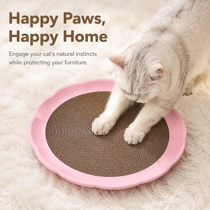 Gralara Round Cat Scratcher Sleeping Bed Lounge Furniture Protector Indoor Play Replacement Pad Circle Scratcher Pad for Indoor Cats, Pink