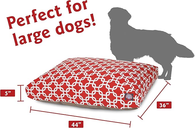 Red Links Large Rectangle Indoor Outdoor Pet Dog Bed With Removable Washable Cover By Majestic Pet Products