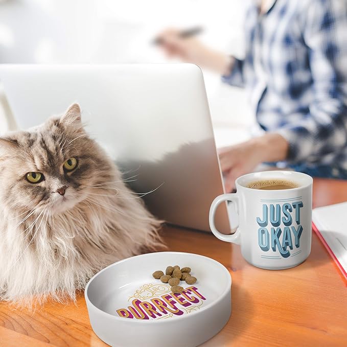 Genuine Fred Howligans - Mug + Cat Bowl - Purrfect, White