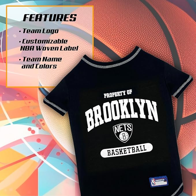 Pets First NBA Licensed Hoodies & T-shirt for Dogs & Cats, Brooklyn NETS, Medium