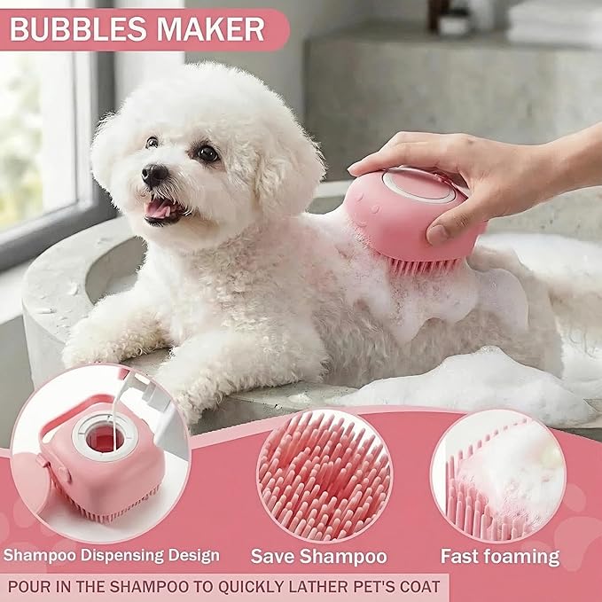 19PCS Dog Bath Kit & Dog Brush Kit for Dogs & Cats - Professional Pet Grooming Tools Set with Shedding Brush, Bath Scrubber, Dematting Comb & Storage Bag - Complete Dog Washing Essentials, Pink