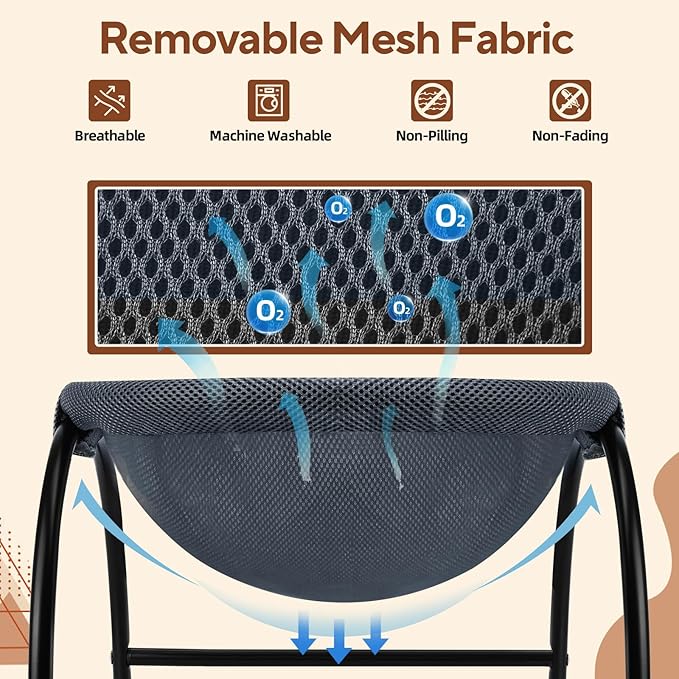 LIFLIX Raised Cat Hammock Bed, Standing Cat Cot with Washable Mesh, Pet Bed for for Kittens,Dark Blue