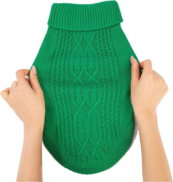 Stretchy Cat Sweater - 17 Colors & 6 Sizes | Snug Winter-Ready Knit for Boy/Girl Cats & Kittens(Dark Green, Large)
