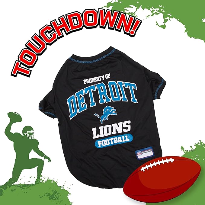 NFL Detroit Lions Dog T-Shirt for Pets, Size Medium. Officially Licensed Pet Shirt with Team Logo, Soft Stretchable Comfort Fit Apparel for Dogs & Cats