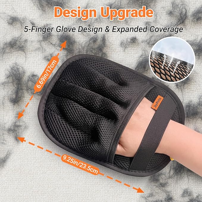 Premium Magic Brush Pet Hair Removal Gloves (2pcs) - Reusable & Washable 5-Finger Design for Furniture, Car Seats, Carpet, Laundry - for Surfaces, Not Pet Grooming