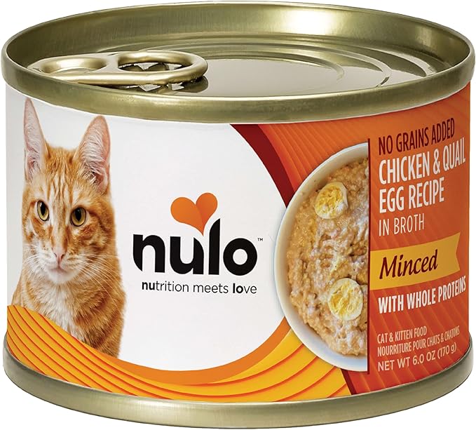 Nulo Minced with Whole Proteins Wet Canned Cat Food, Chicken with Whole Quail Egg in Broth, 6.0 Ounce, 8 Cans