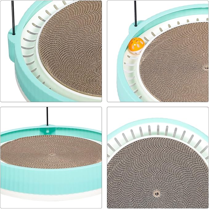 PRETYZOOM Wear-Resistant Cat Scratching Pad and Bed Combo Green Corrugated Cardboard Scratch Board for Indoor Cats and Scratcher for Furniture Protection