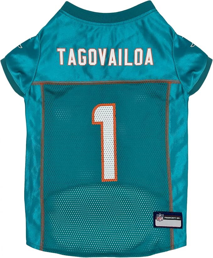 NFLPA TUA TAGOVAILOA PET Jersey, NFL Dog Shirt, Size Medium, Miami Dolphins Mesh Jersey for Dogs