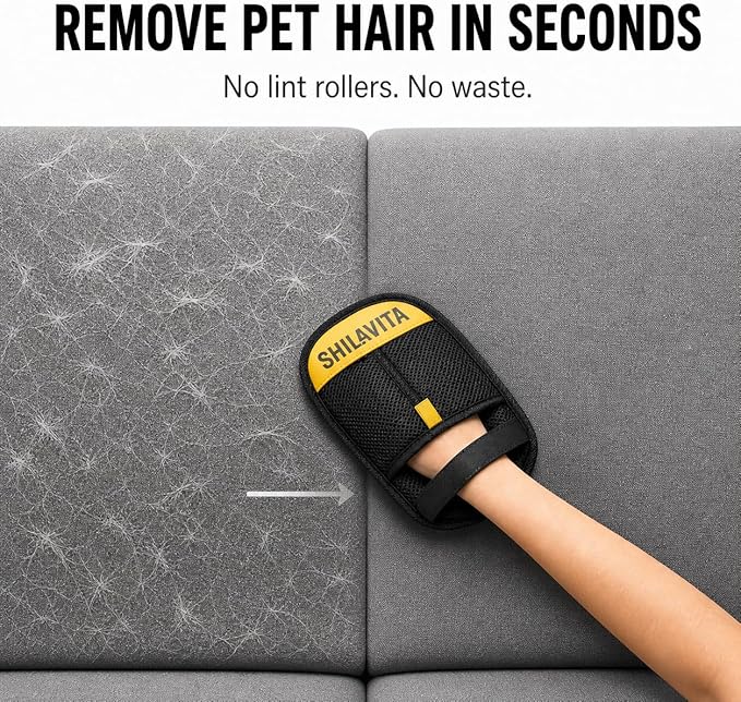 2 Pcs Pet Hair Removal Glove for Dogs and Cats, Reusable Electrostatic Grooming Gloves, Dog and Cat Fur Remover Gloves for Couch, Carpet, Clothing, Car Seats, Bedding
