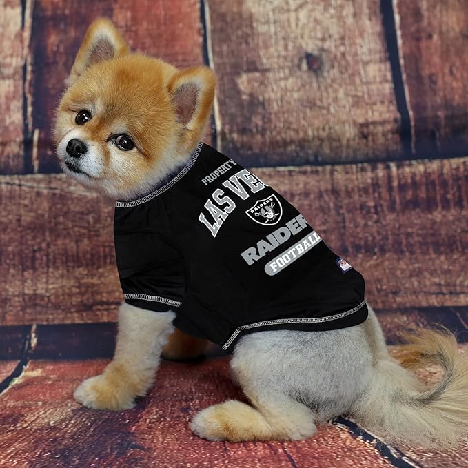 NFL Raiders Dog T-shirt Large. - Licensed Shirt for Pets Team Colored with Team Logos- Premium Stretchable Materials for the comfort of your Dog & Cat