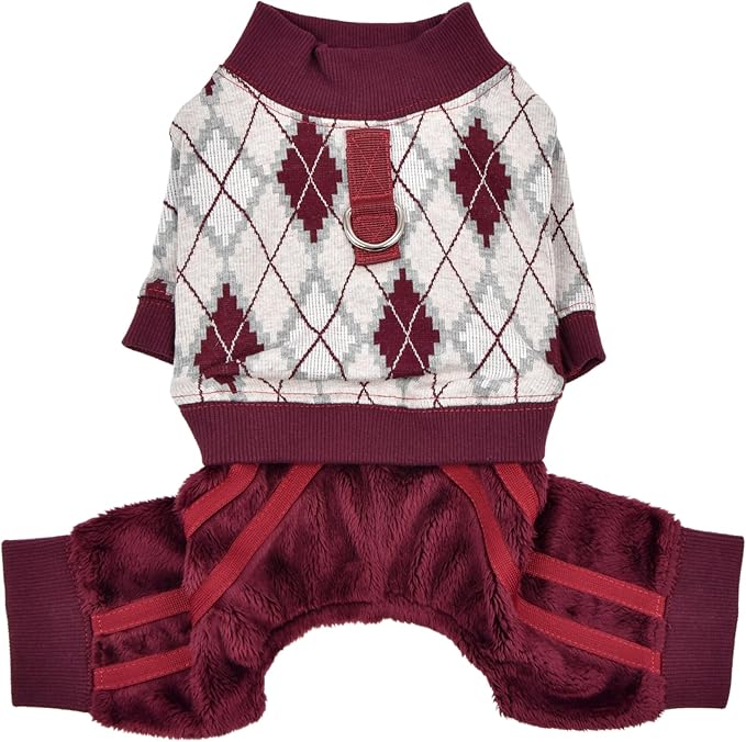 Puppia Vance Winter Jumpsuit Warm Cozy Fashionable for Small Dogs, Wine, Small