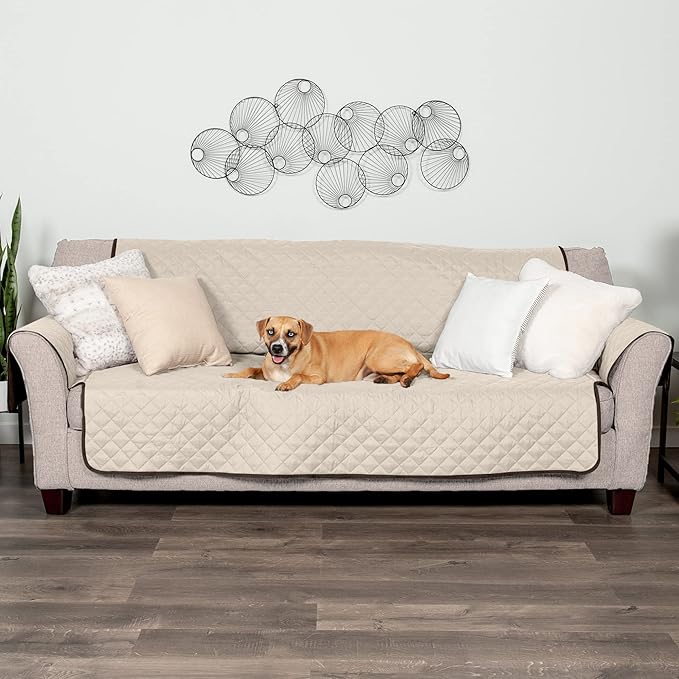 Furhaven Water-Resistant & Reversible Large Sofa/Couch Cover Protector for Dogs, Cats, & Children - Two-Tone Pinsonic Quilted Living Room Furniture Cover - Espresso/Clay, Large Sofa