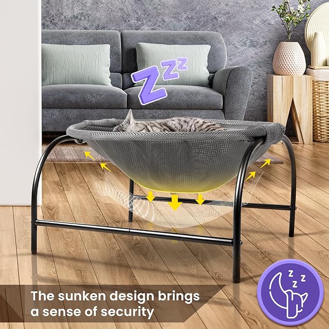 JUNSPOW Cat Bed [Large Size] Dog Bed Pet Hammock Bed Free-Standing Cat Sleeping Cat Supplies Pet Supplies Whole Wash Stable Structure Detachable Excellent Breathability Easy Assembly