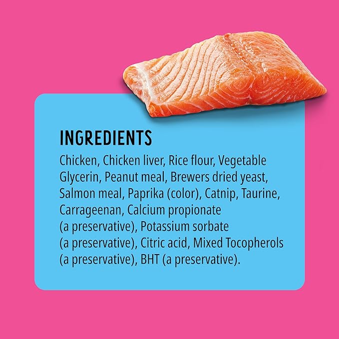 Bonkers Nibble Sticks Soft & Meaty Tender Salmon Flavor Cat Treats, 5 Sticks (Pack of 20)