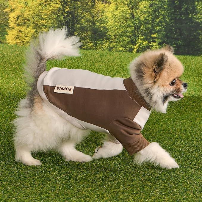 Puppia Eco Two-Tone T-Shirt Eco-Friendly Made from Recycled Polyester Fabric for Small and Medium Dogs, Beige, X-Large