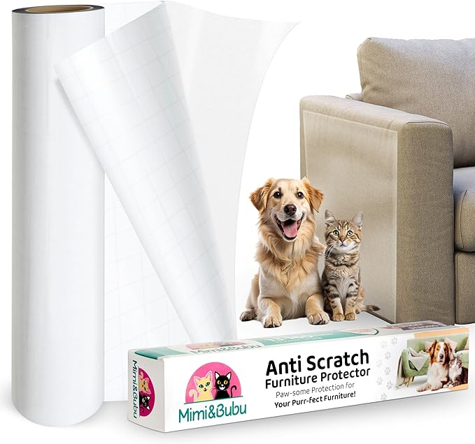 Mimi&Bubu [New Glue Extra-Thick BPA-free] Anti Scratch Furniture Protector(160" x 13"), Single-Sided Sticky Couch Protector for Cats and Dogs, Couch Corner Guard from Claws, Cat Scratch Deterrent Tape