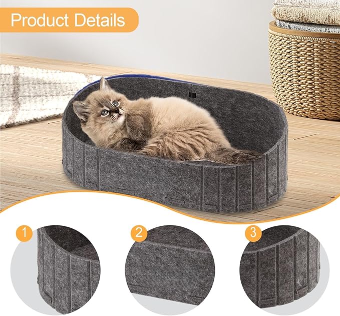 Cat Scratcher Bed Cat Scratching Board Furniture Protector Breathable Cats Kittens Pet Supplies Detachable Comfortable Basket, Gray