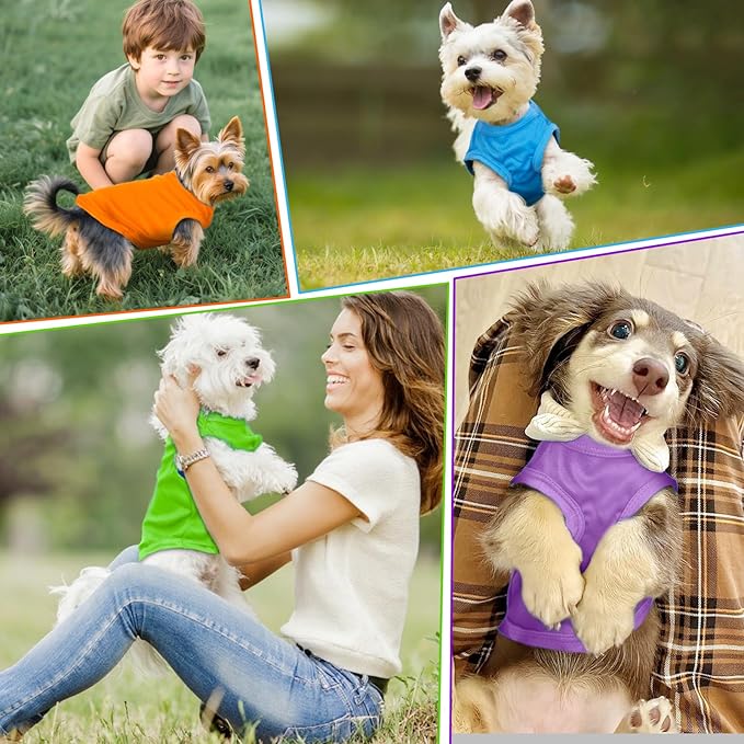 7 Pcs Small Dog Shirts,Solid Puppy Tanks Top,Lightweight and Breathable Pet Shirt for Summer,Doggy Sleeveless Vest T-Shirt for Small Dogs Cats,Medium