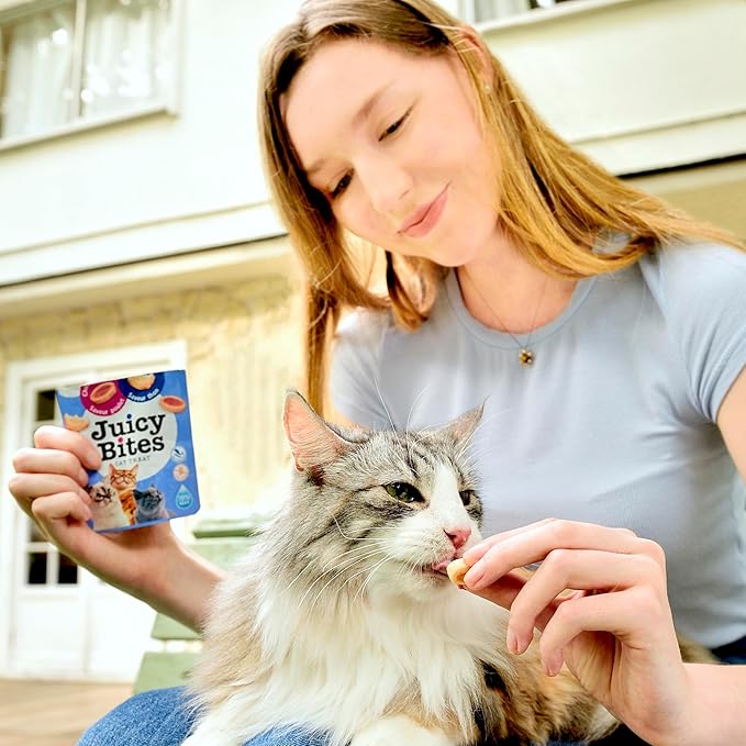 INABA Juicy Bites, Moist & Chewy Cat Treats with Vitamin E and Green Tea Extract, 0.4 Ounces per Pouch, 18 Pouches (3 per Bag), Scallop and Crab