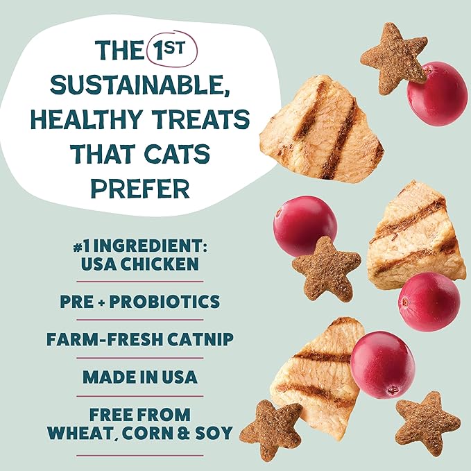 Shameless Pets Crunchy Cat, Natural Kitty Treats for Cats with Digestive Support with Real Chicken, Healthy Flavored Feline Snacks - Cran You Say Chicken (Pack of 2)