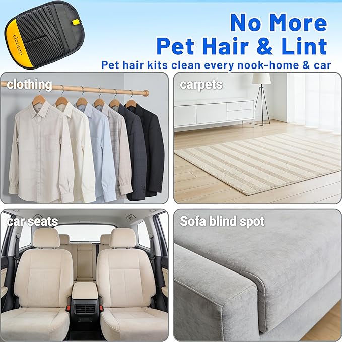 Pet Hair Remover Glove for Carpet, Reusable Dog & Cat Hair Removal Tool for Couch, Furniture, Rug, Car Seat & Clothing, Electrostatic Lint Cleaner with Large Cleaning Surface