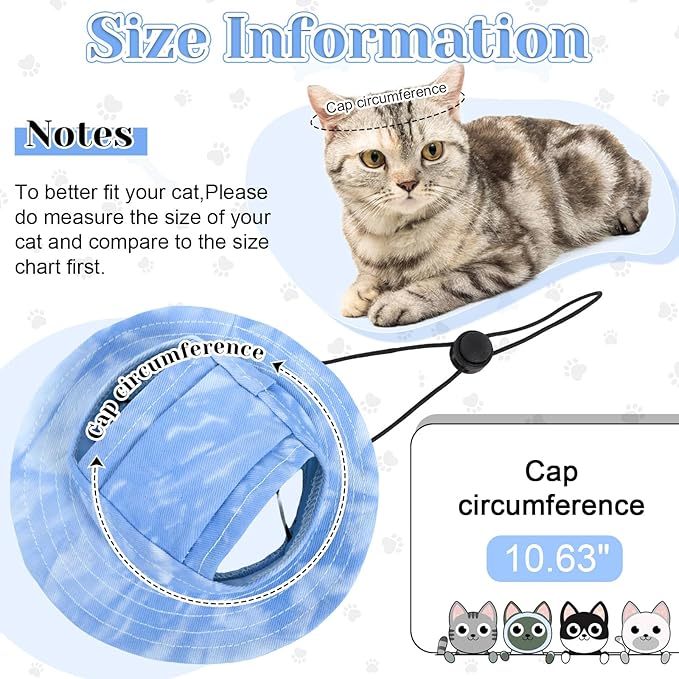 QBLEEV Cat Hats for Cats Only, Sphynx Hat with Ear Hole, Hairless Cat Cowboy Hats for Birthday Party Halloween, Kitten Headwear Sun Sombrero Caps, Chihuahua Sunscreen Baseball Outdoor Climbing Cap