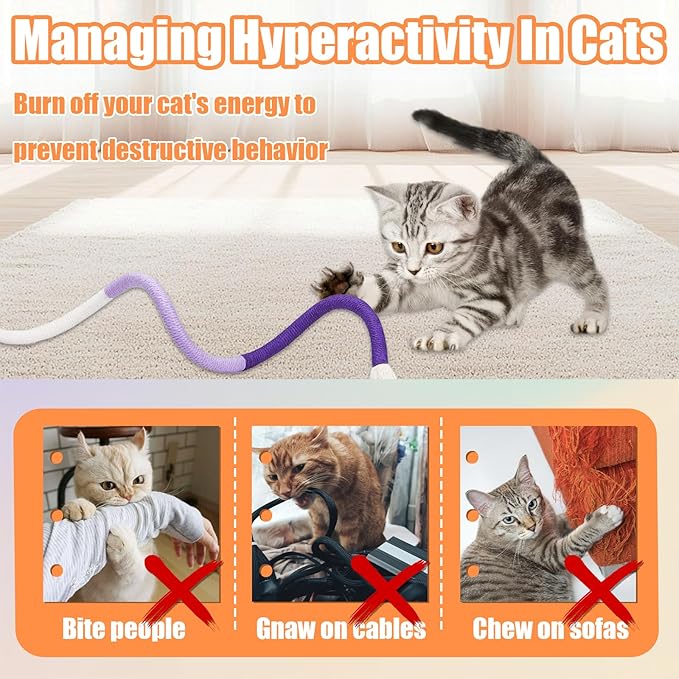 Bestac Cat Chew Rope Toy Natural Cotton & Rubber Kitten Teething Toy, Interactive Chew, Quiet Play, Ideal for Kitten & Adult Cat Indoor Fun & Energy Release