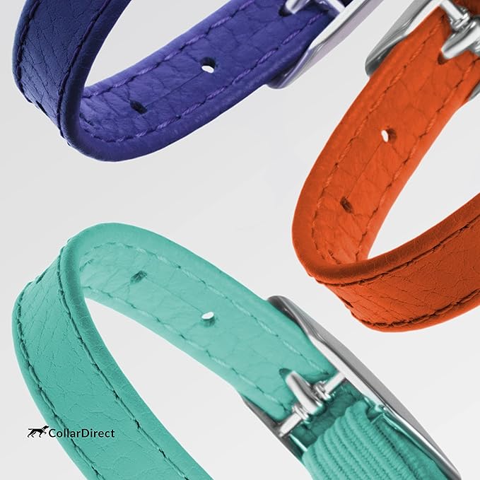 CollarDirect Leather Cat Collar with Removable Bell – Safety Elastic Strap (Breakaway Alternative) – Kitten Collar for Small & Big Boy & Girl Cats