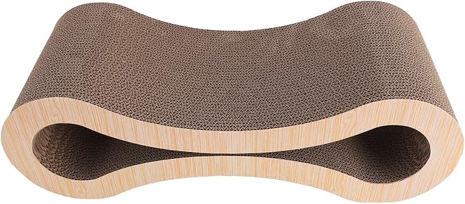Cat Scratcher Lounge, Corrugated Cardboard Scratch Pad, Extra Thick Ergonomic Design 22.05x8.27x7.09in - Protects Furniture, Reversible Durable Construction, Comfortable Bed for (Light Wood Grain)