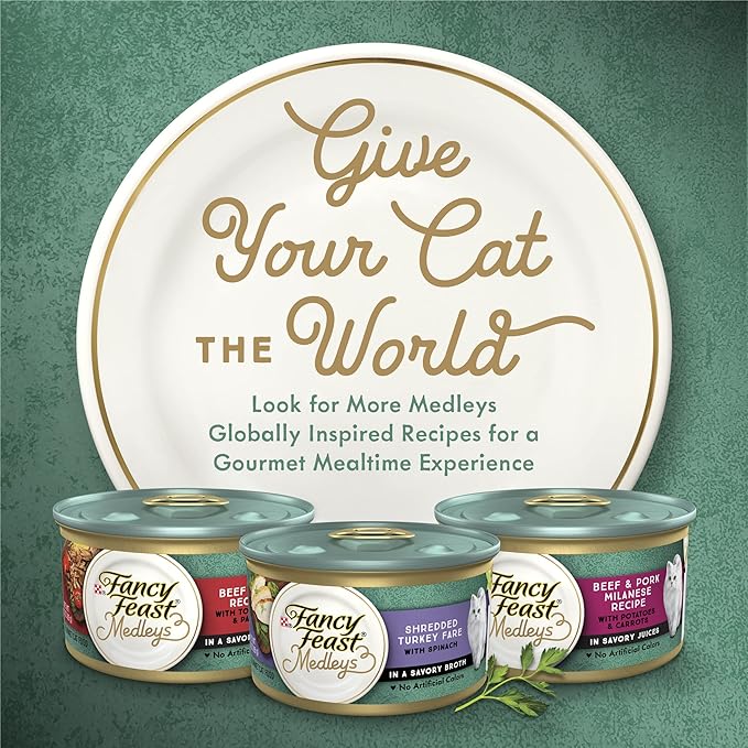 Purina Fancy Feast Pate Wet Cat Food, Medleys White Meat Chicken Florentine With Cheese & Garden Greens - (Pack of 24) 3 oz. Cans