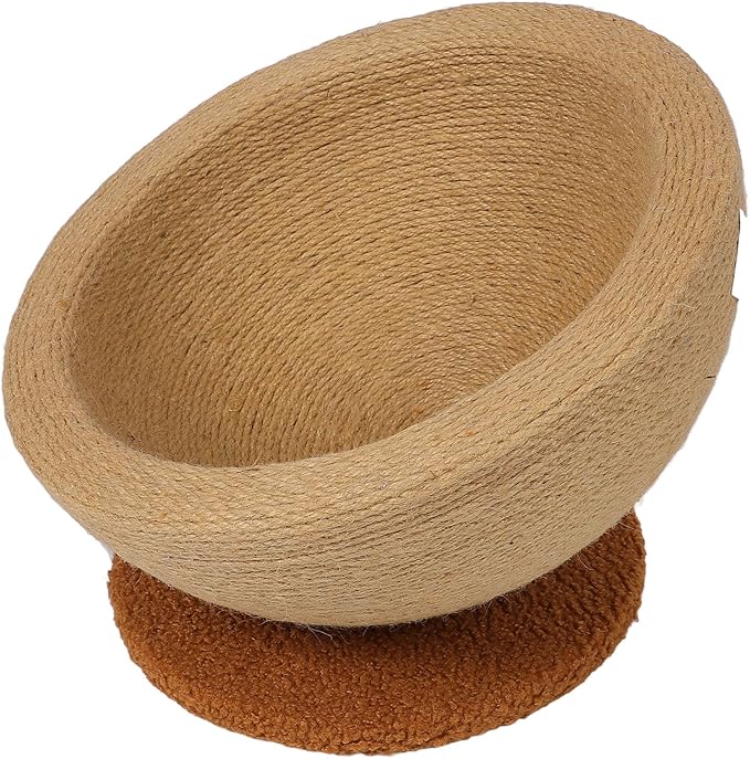 Zerodis Cat Scratcher, Sisal Hemp Cat Scratching Board Circular Concave Design Bed Hammock Bowl Shape 2 in 1 Pet Scratching Post Furniture Protector for Couch 14.2x15.2x7.9in (Tilted Style)
