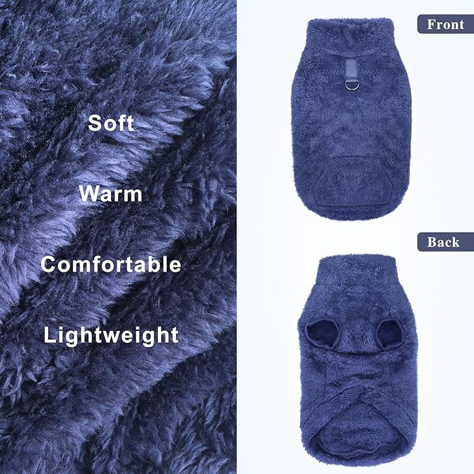 Idepet Fleece Dog Sweater Vest 2 Pack, Small Dog Clothes Sleeveless with Leash Ring and Pocket, Warm Puppy Sweatshirt Pet Cold Weather Pullover for Cats (Grey+Navy, X-Small)