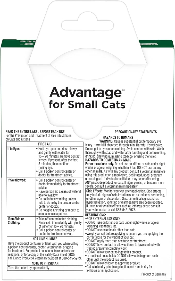 Advantage Topical Cat Flea Treatment and Prevention for Small Cats 2-9 lbs. | Apply Flea Drops Monthly | 2 Treatments