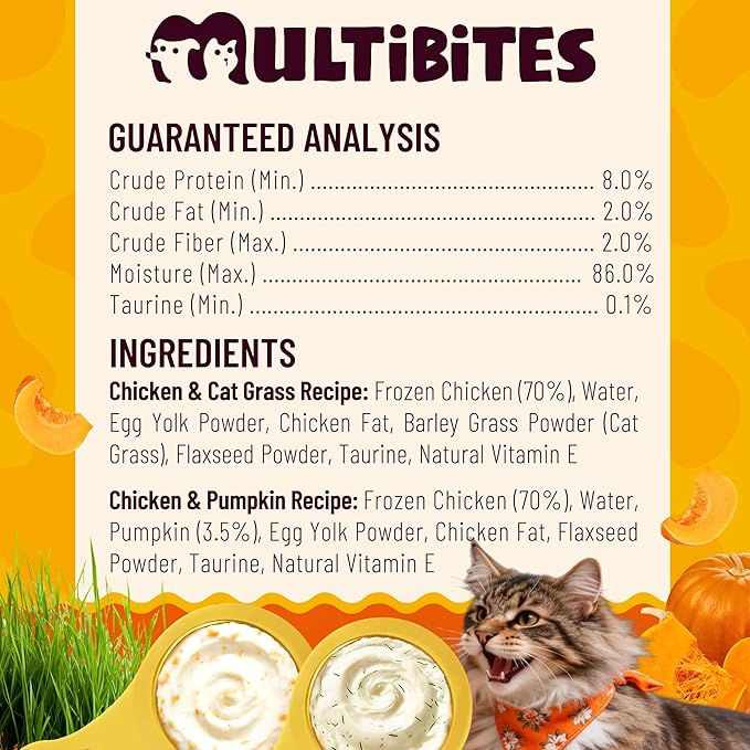 Lickable Cat Treats with Lick-Up Spoons, Healthy Wet Cat Snacks for Digestive Support, Grain-Free Kitten Treats with Taurine & Vitamins, Cat Grass & Pumpkin Variety Pack (32 Spoons)