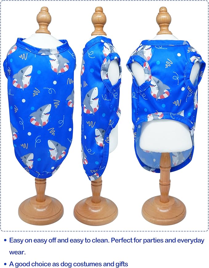 PET SHOW 4 Pack Paw Bone Printed Dog Clothes Shirts Soft Vest Lightweight Sleeveless Cats Doggies T-Shirts Puppies Tank Top Tee for Small Medium Dogs White Black Pink Blue (X-Large, Blue for Boys)
