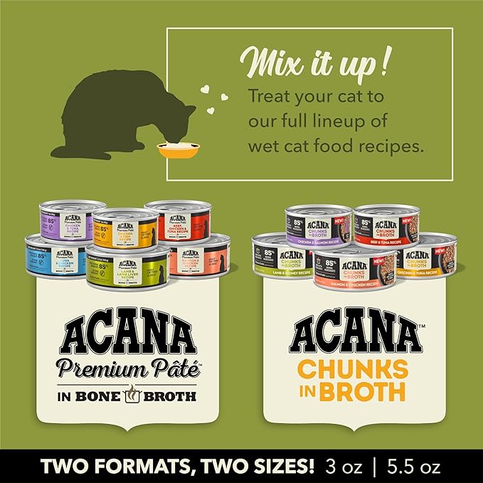 ACANA Premium Pate Wet Cat Food in Bone Broth Salmon + Chicken Recipe 3oz Cans (24 count)