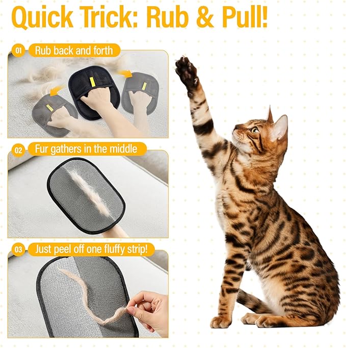 Pet Hair Removal Glove for Cats & Dogs, Electrostatic Pet Hair Remover Gloves for Cats Hair, Reusable Magic Brush Pet Hair Remover Tool for Couch, Pet Bed, Clothes(1pc)