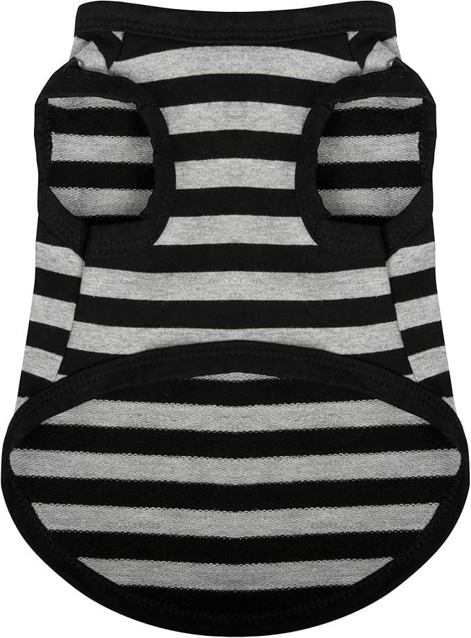 Paiaite Dog Striped Shirt Happy Color Cotton Sleeveless Puppy Pet Shirts Breathable Apparel Tank Top Colorful Puppy Sweatshirt Clothes for Small Medium Dogs Grey 3XL