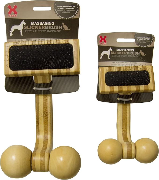 Hugs Pet Products Bamboo Massaging Slicker Brush for Pets, Small