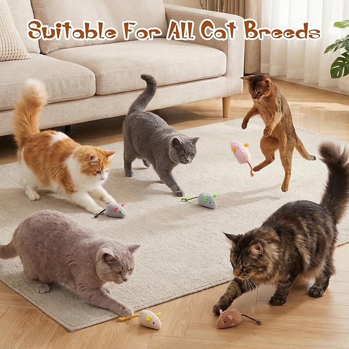 NAHSHON 15PCS Cat Mouse Toys Prefilled Catnip, 2.36” Plush Cat Mice & Animals Toy, Realistic Design Interactive Catnip Cats Toys for Indoor Cats Play Fetch (Assorted Colors)