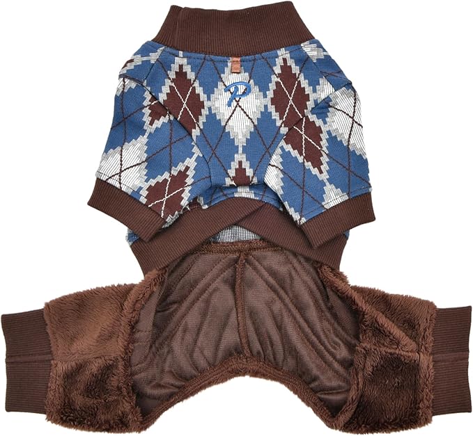Puppia Vance Winter Jumpsuit Warm Cozy Fashionable for Small Dogs, Teal, Large